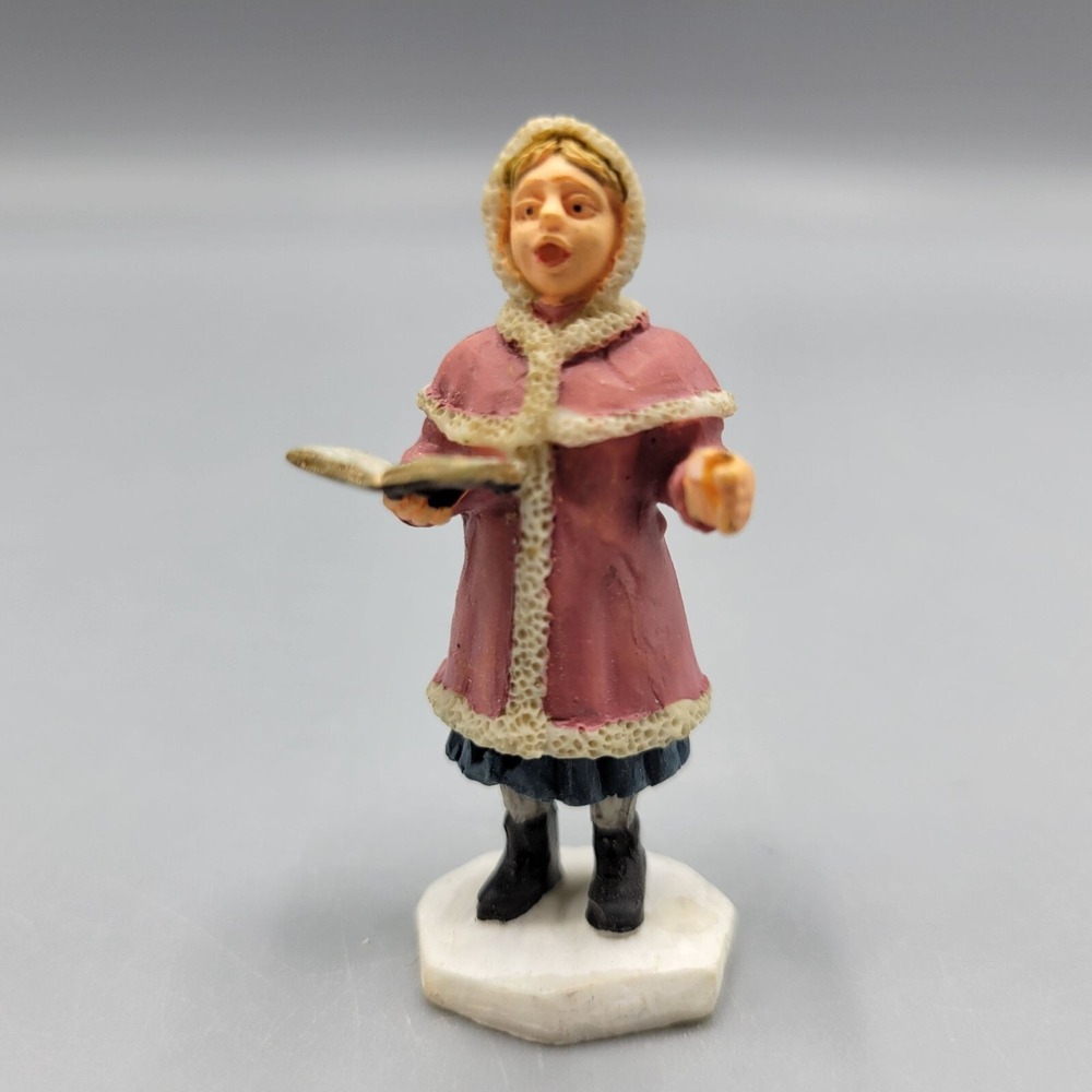 Vtg Lemax Victorian Style Christmas Caroler Figurine Pink Coat Songbook 2" Tall